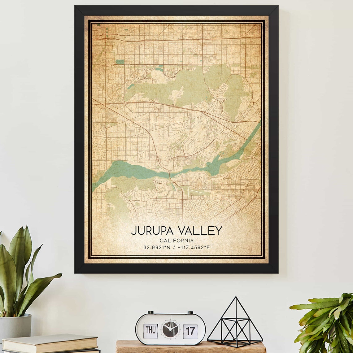 Vintage Jurupa Valley California City Street Map Coordinates Print