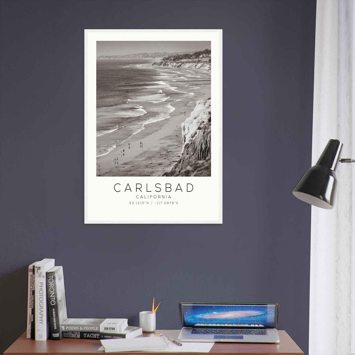 Carlsbad California Beach Cliffs Aerial Coastline Travel Poster - Image 3