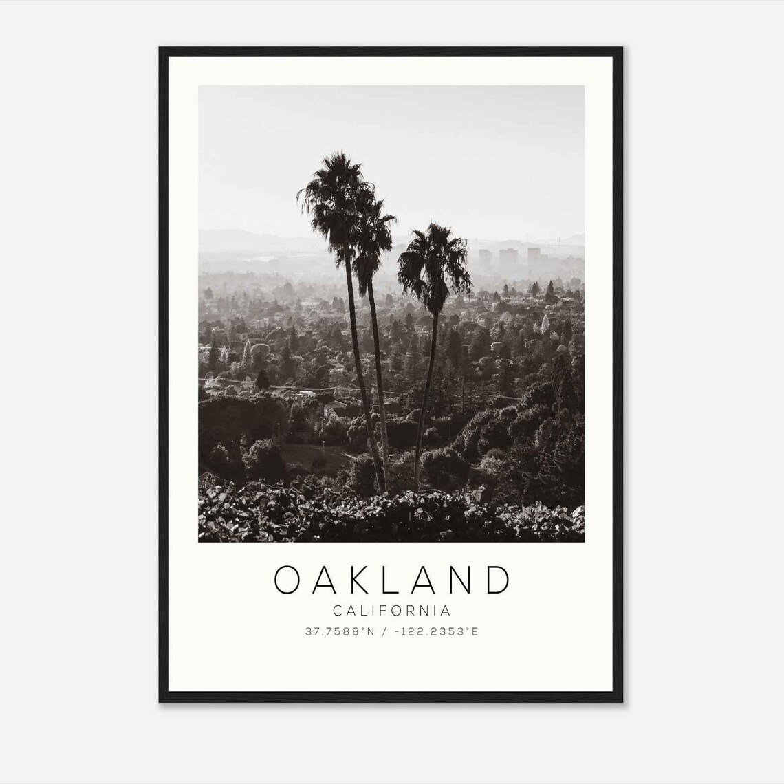 Oakland California Palm Trees City View Minimalist Travel Poster
