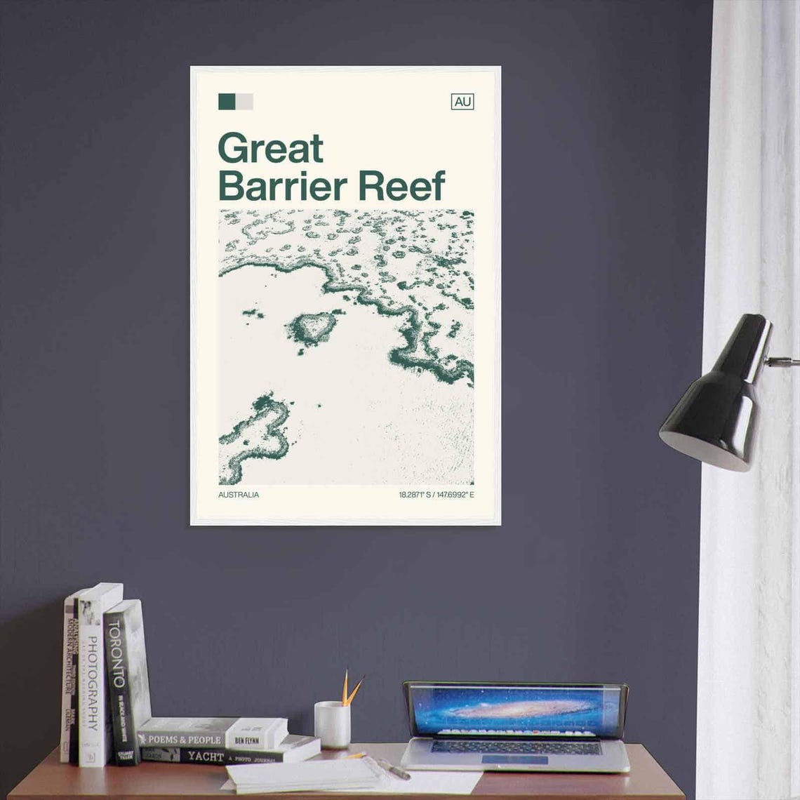 Great Barrier Reef Australia Aerial Coral Heart Reef Art Poster - Image 3