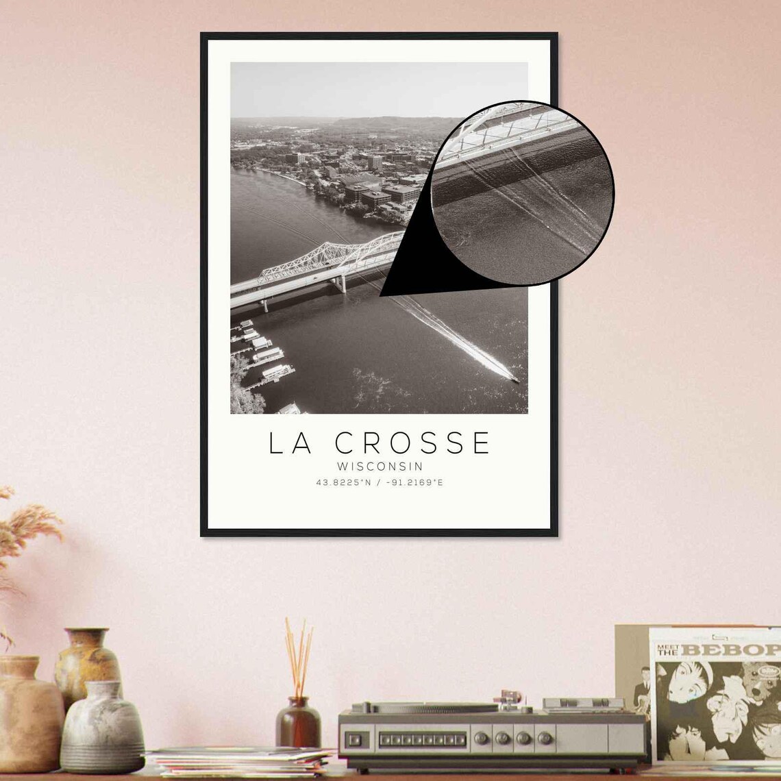 La Crosse Wisconsin Mississippi River Bridge Aerial Photo Poster - Image 4