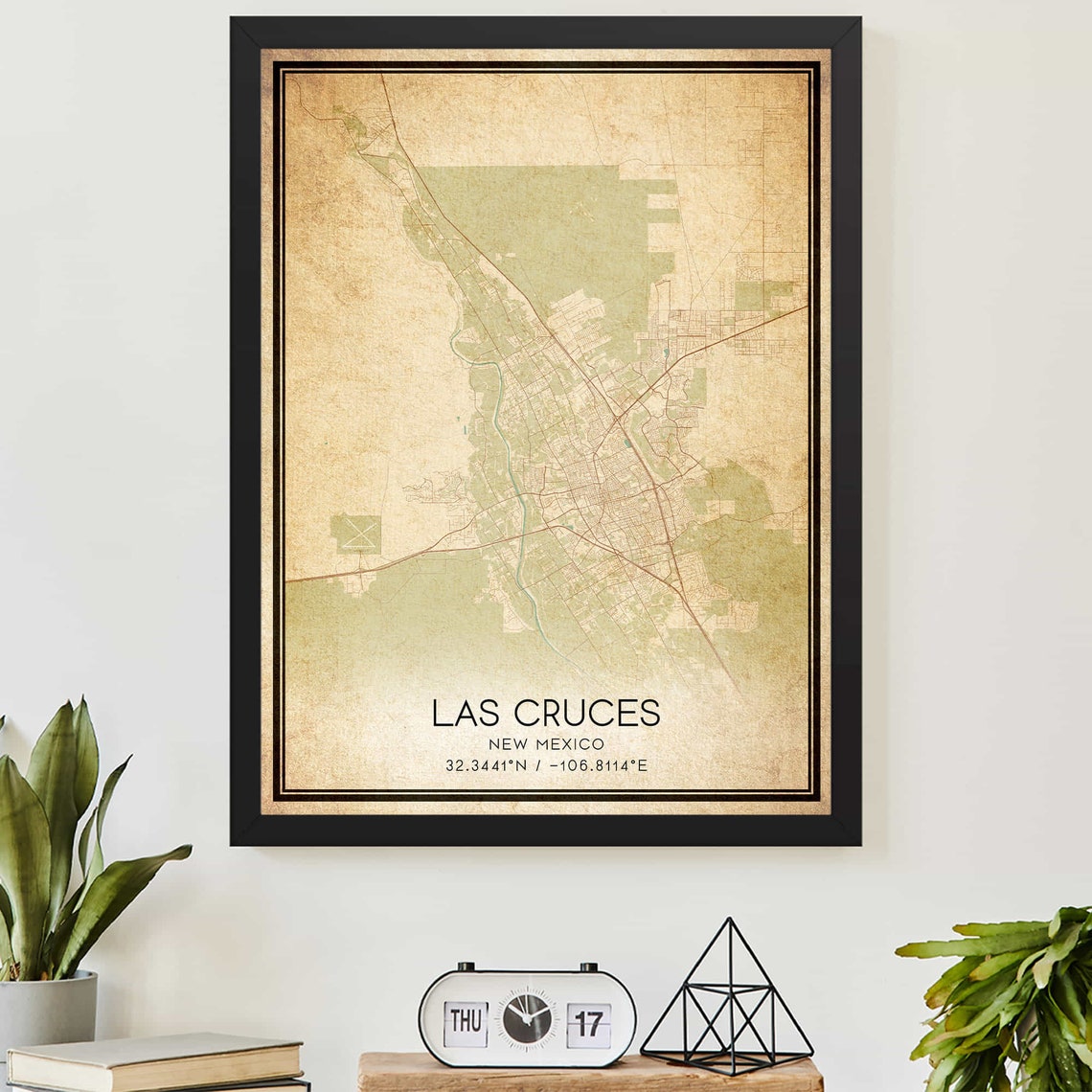Las Cruces New Mexico Vintage City Map Coordinates Wall Poster