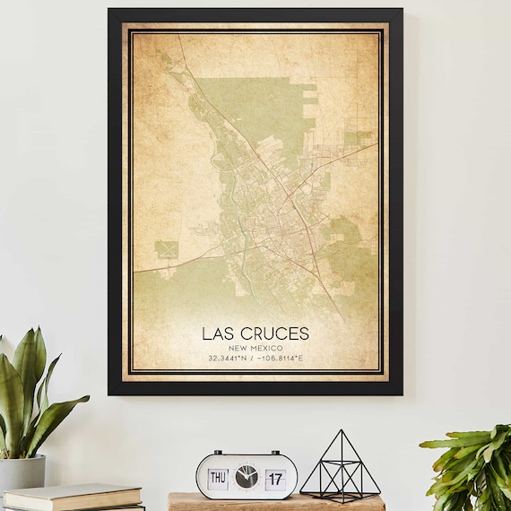 Las Cruces New Mexico Vintage City Map Coordinates Wall Poster