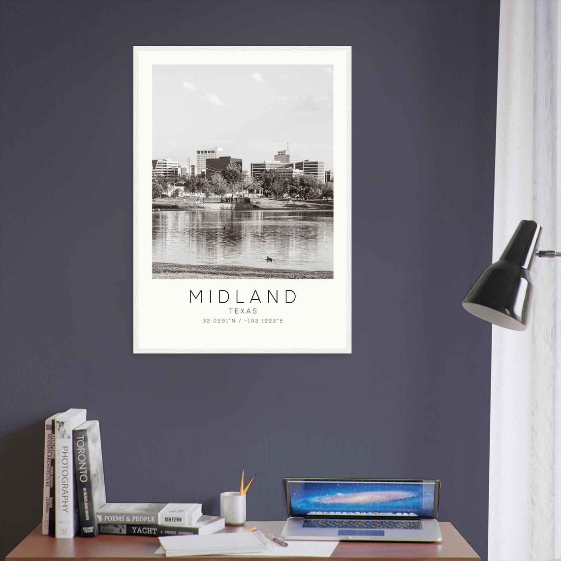 Midland Texas Downtown Lake Skyline Minimalist Travel Poster - Image 3
