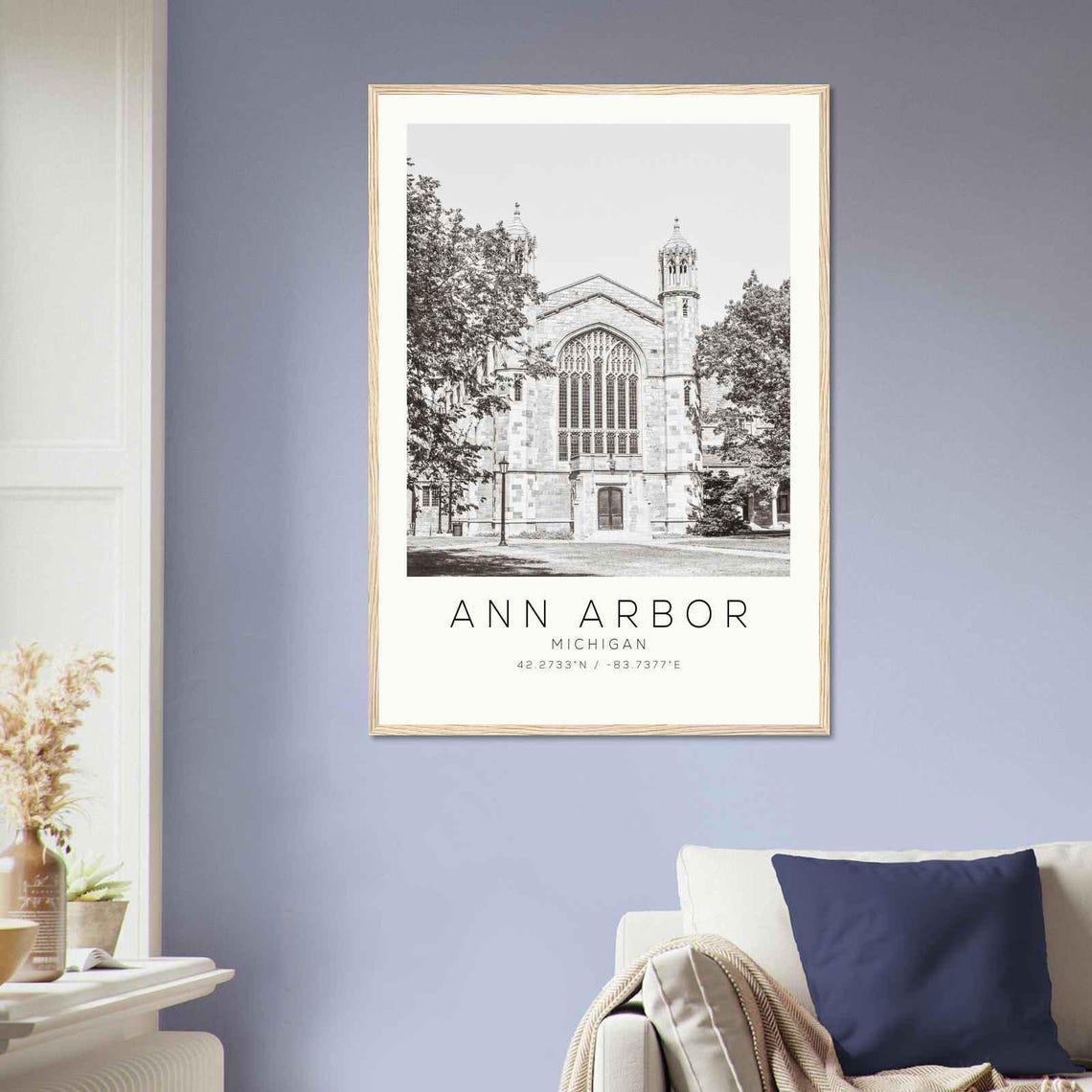 Ann Arbor Michigan Historic Gothic Stone Hall Architecture Poster - Image 2