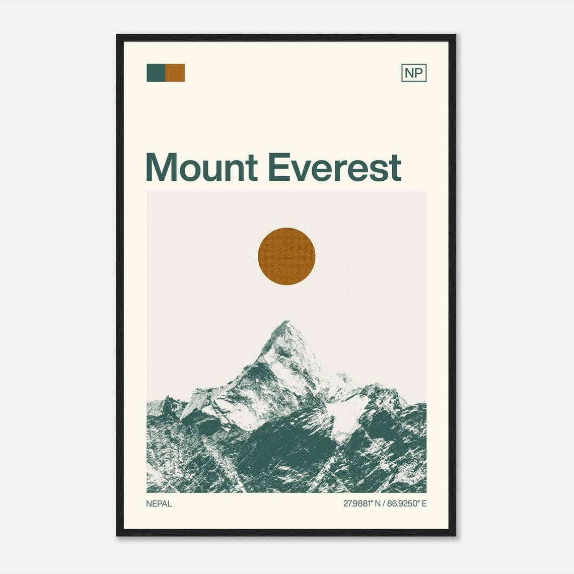 Mount Everest Nepal Himalaya Snow Peak Minimalist Travel Poster