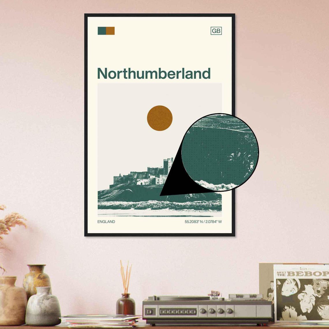 Northumberland England Modern Minimalist Coastal Castle Art Poster - Image 4