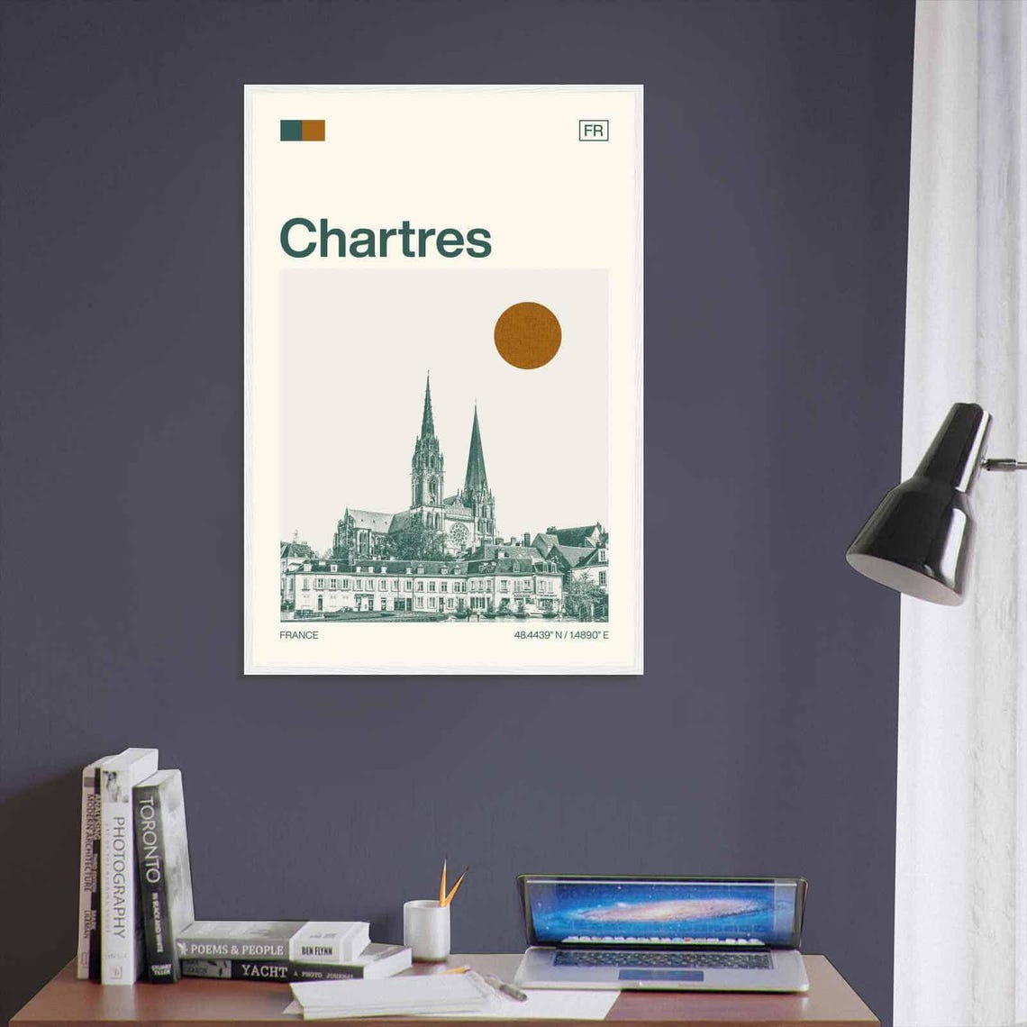Chartres France Gothic Cathedral Twin Spires Minimalist Travel Poster - Image 3