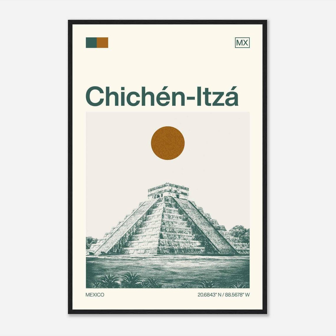 Chichen Itza Mexico El Castillo Pyramid Ruins Minimalist Travel Poster