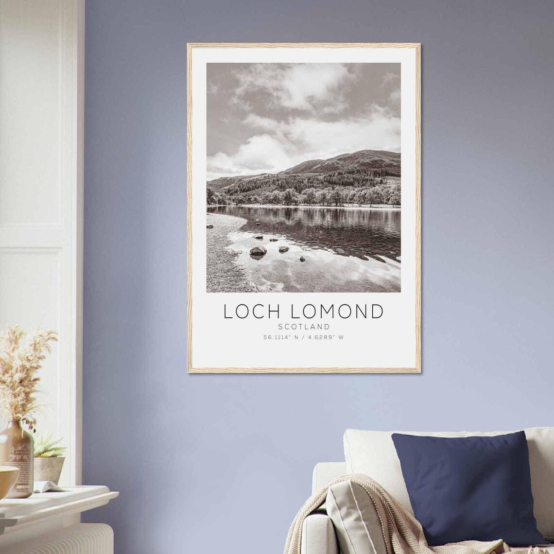 Loch Lomond Scotland Travel Photo Poster Bw Loch Lomond Travel Print Minimalist Travel Poster Print - Image 2