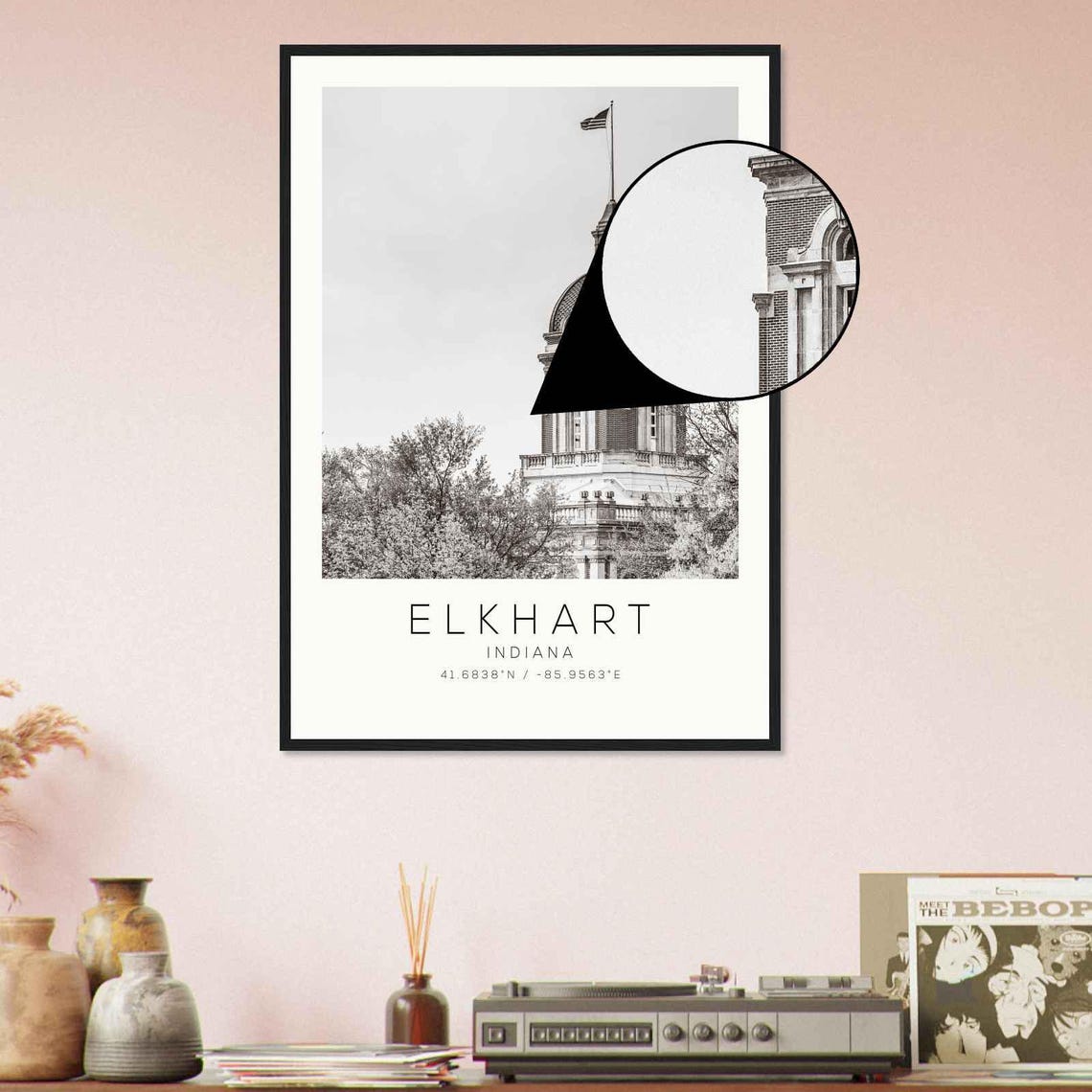 Elkhart Indiana Historic Courthouse Clock Dome Flag Photo Poster - Image 4
