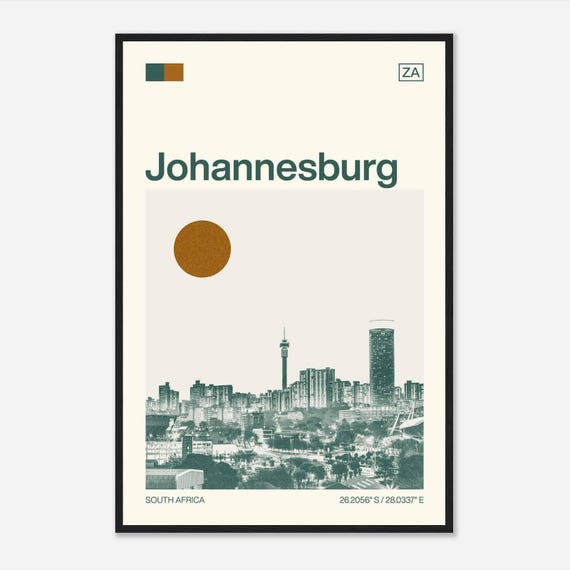 Johannesburg South Africa Minimalist Monochrome Travel Photo Poster