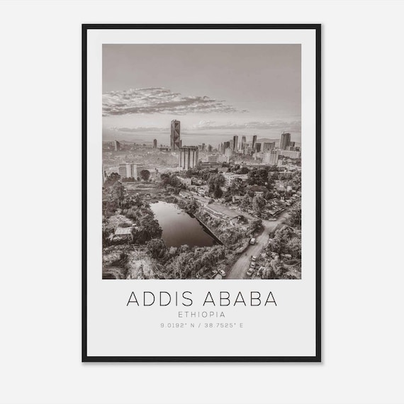 Addis Ababa Ethiopia Travel Photo Poster Bw Addis Ababa Travel Print Minimalist Travel Poster Print