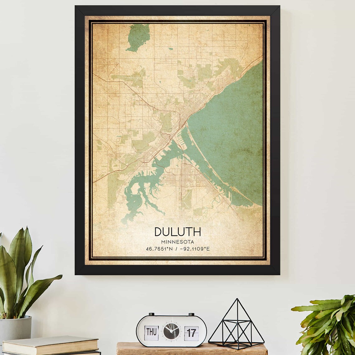 Vintage Duluth Minnesota Map Poster, Custom Art