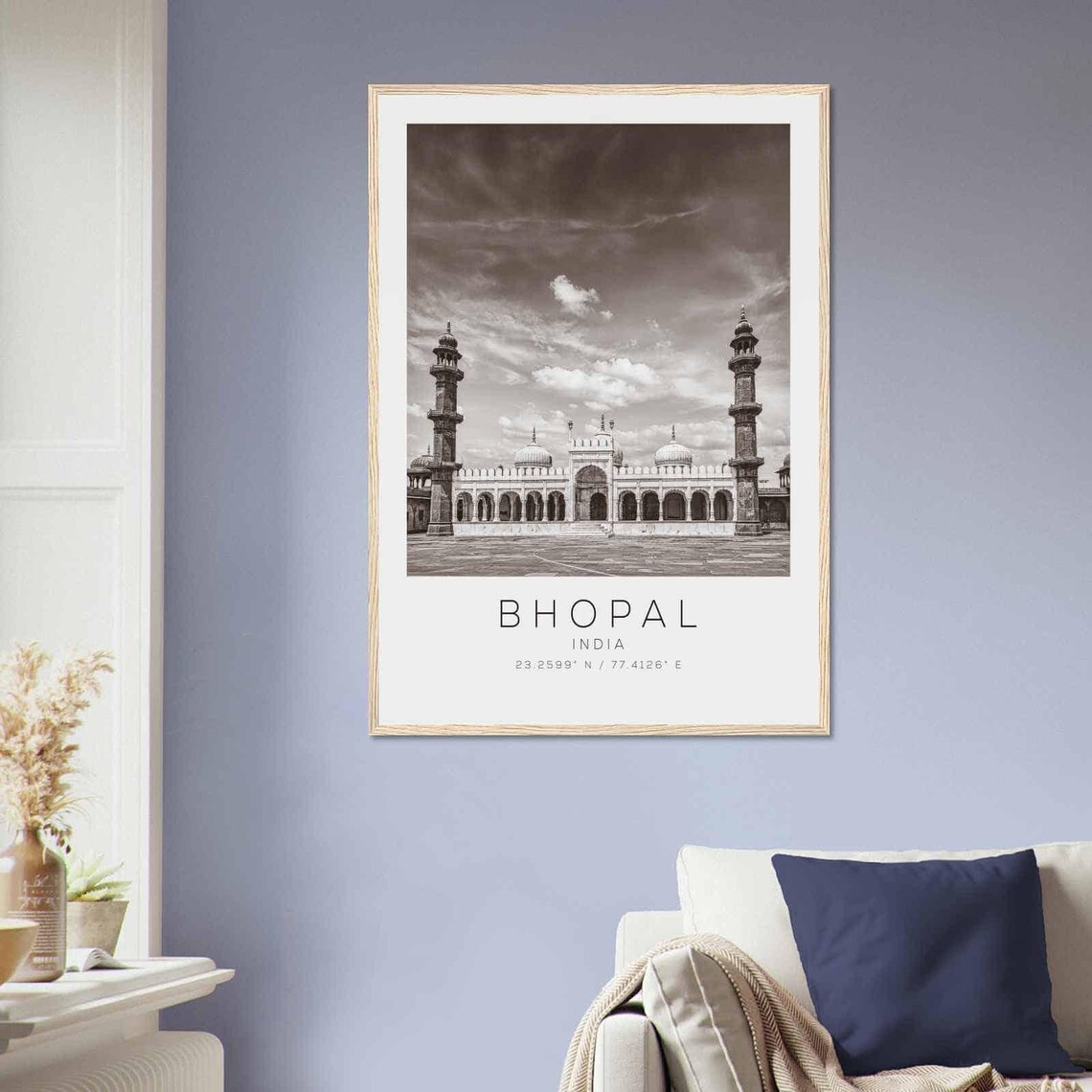 Bhopal India Travel Photo Poster Bw Bhopal Travel Print Minimalist Travel Poster Print - Image 2