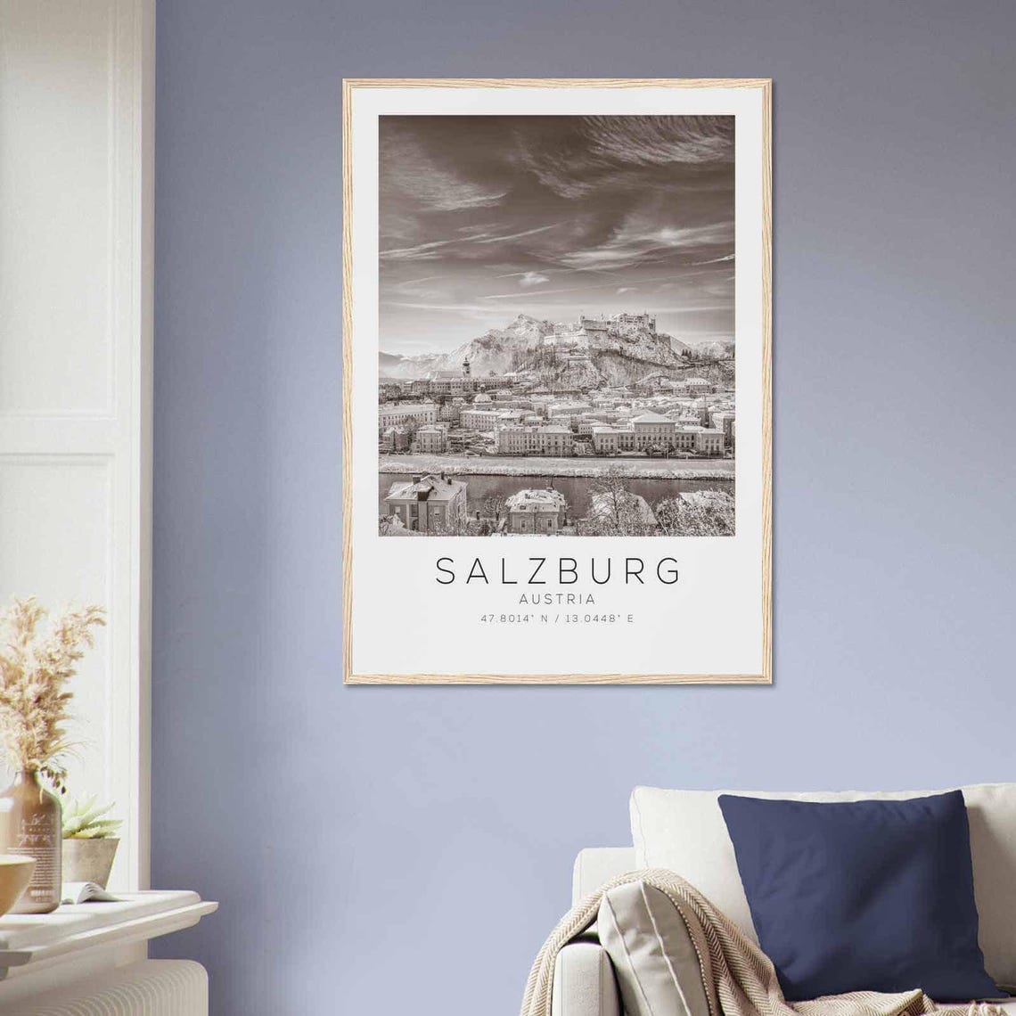 Salzburg Austria Travel Photo Poster Bw Salzburg Travel Print Minimalist Travel Poster Print - Image 2
