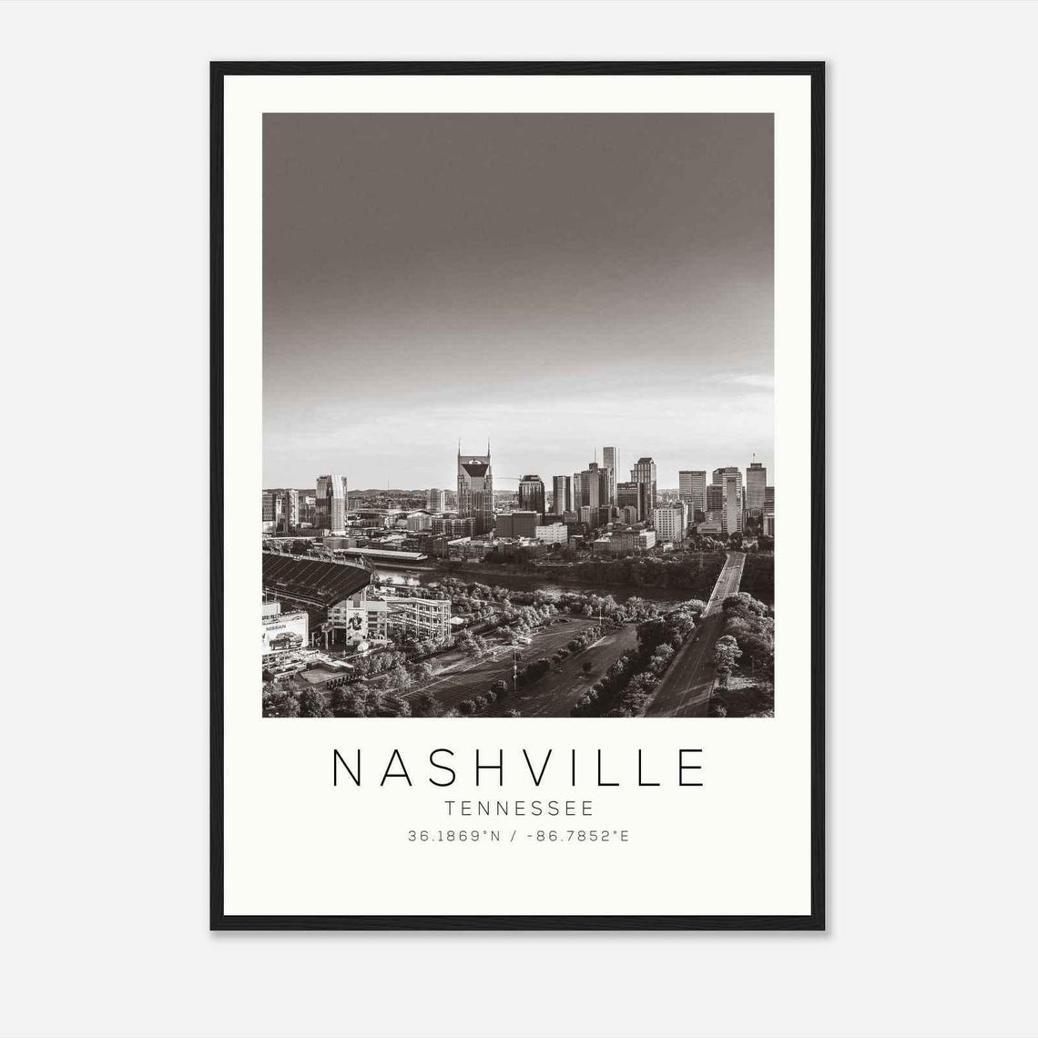 Nashville Tennessee Photo Travel Poster Nashville Travel Print Minimalist Travel Print Ds2