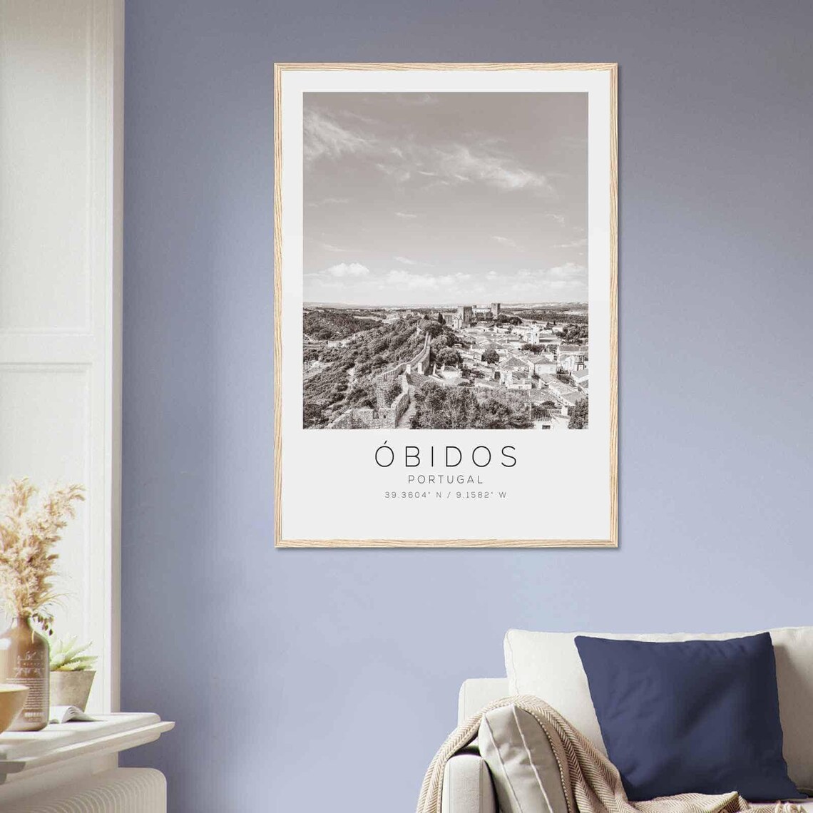 Obidos Portugal Travel Photo Poster Bw Obidos Travel Print Minimalist Travel Poster Print - Image 2