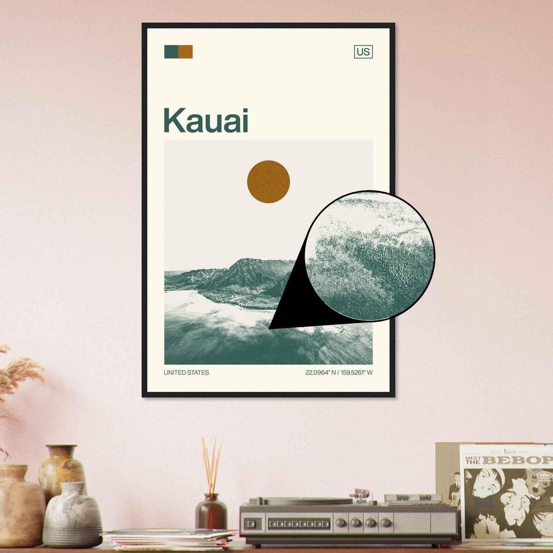 Kauai Hawaii Napali Coast Cliffs Minimalist Travel Art Poster - Image 4