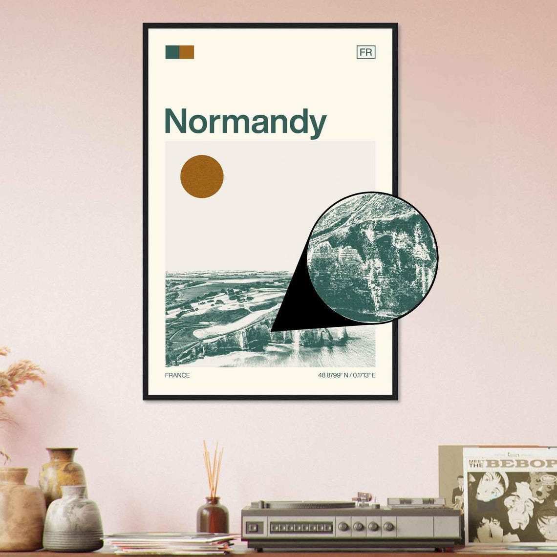 Normandy France Modern Minimalist White Cliffs Coastal Art Poster - Image 4