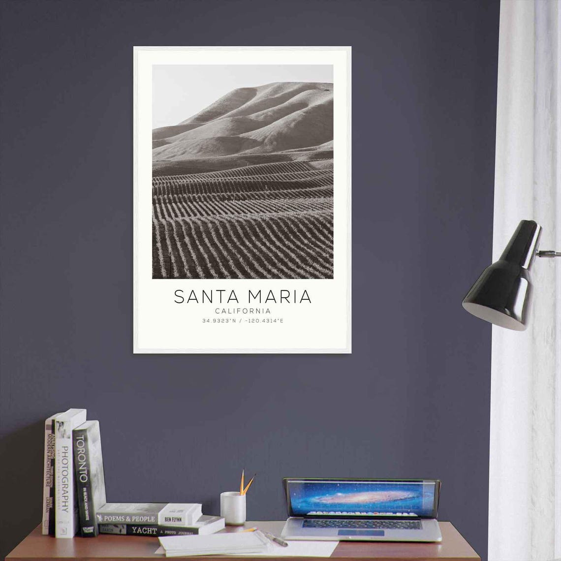 Santa Maria California Vineyard Hills Minimalist Photo Poster - Image 3