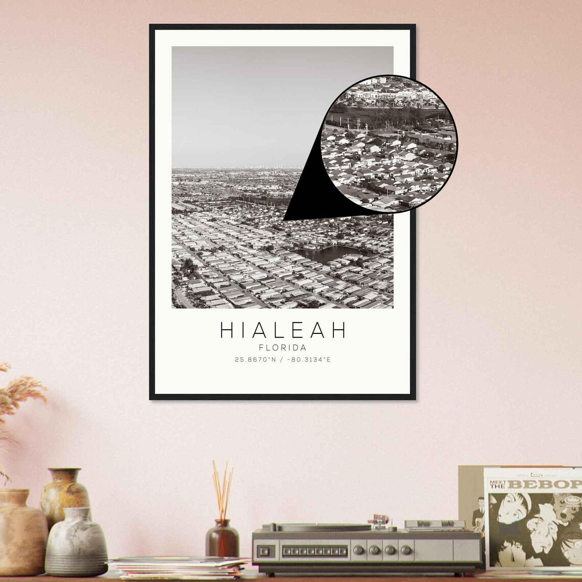 Hialeah Florida Residential City Aerial Black White Photo Poster - Image 4
