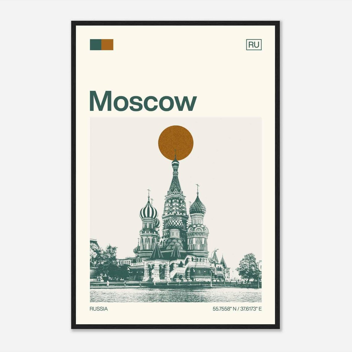 Moscow Russia Saint Basils Cathedral Minimalist Travel Poster