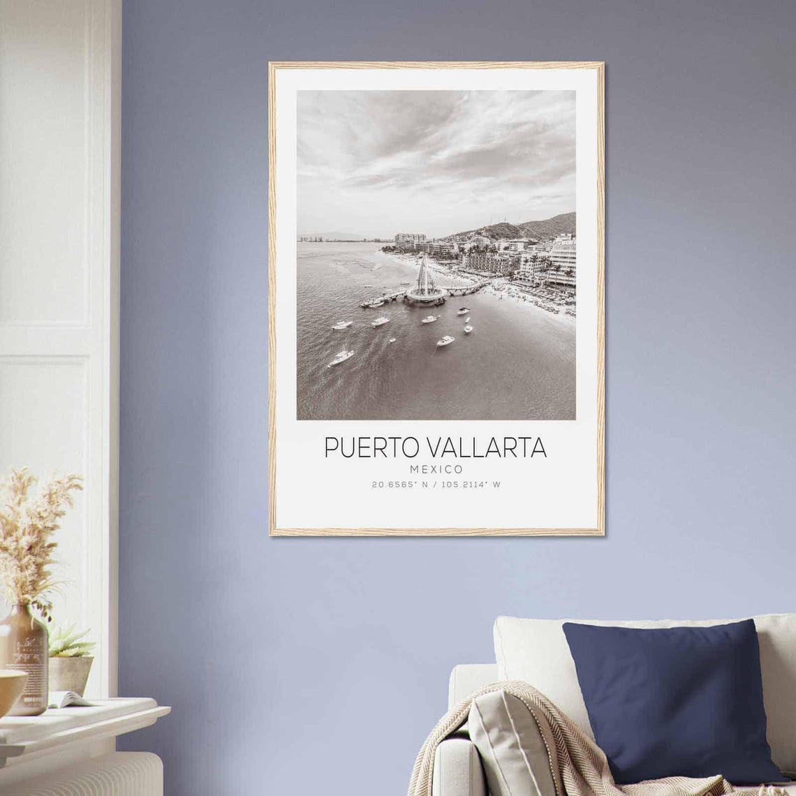 Puerto Vallarta Mexico Travel Photo Poster Bw Puerto Vallarta Travel Print Minimalist Travel Poster Print - Image 2