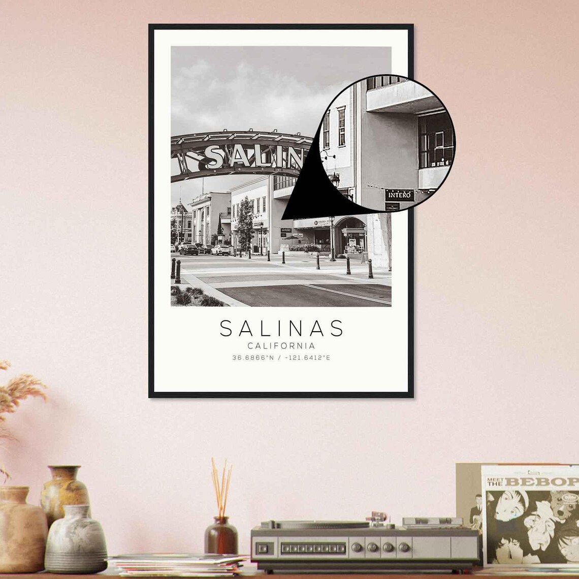 Salinas California Downtown Archway Sign Monochrome Photo Poster - Image 4