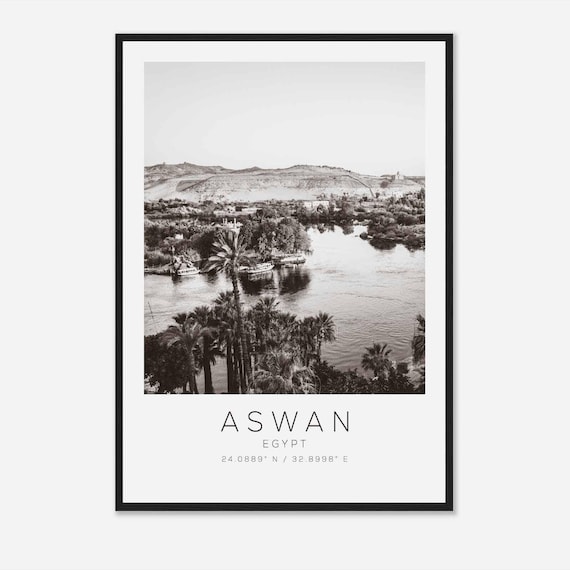 Aswan Egypt Travel Photo Poster Bw Aswan Travel Print Minimalist Travel Poster Print