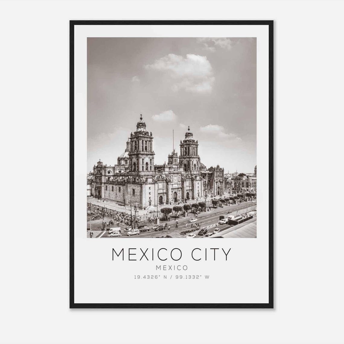 Mexico City Metropolitan Cathedral Black and White Photo Poster