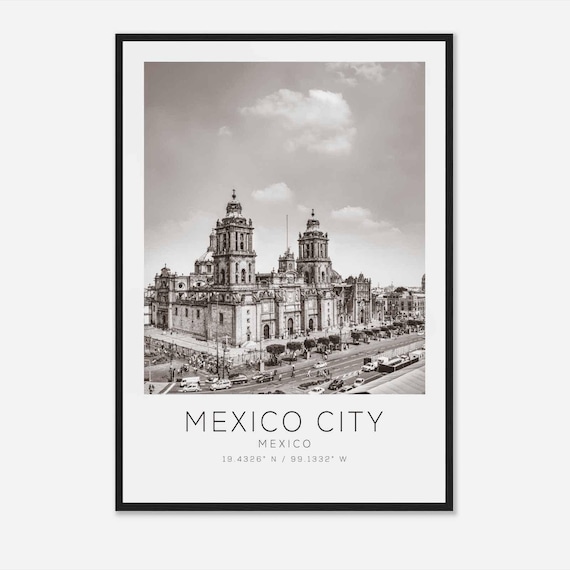 Mexico City Metropolitan Cathedral Black and White Photo Poster
