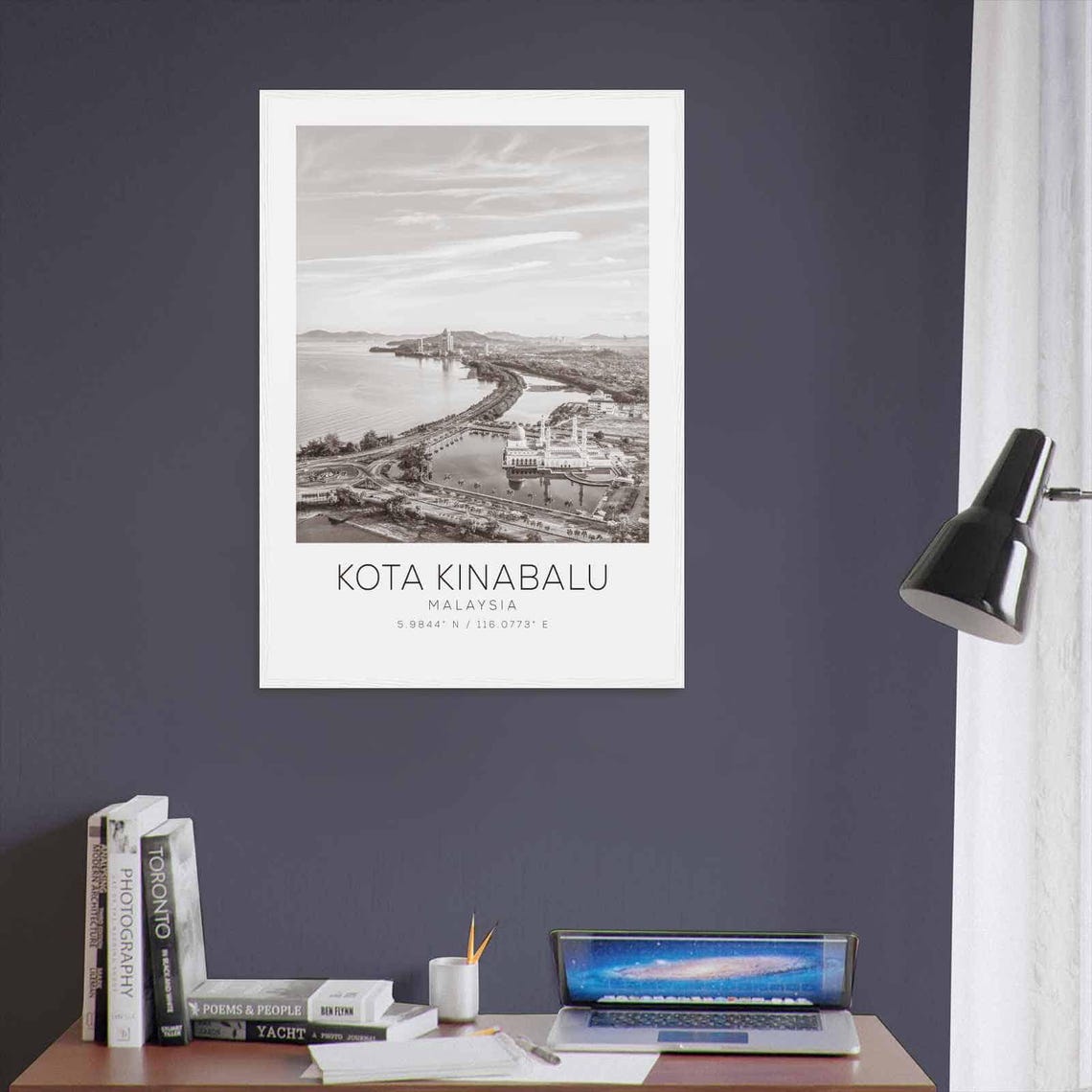 Kota Kinabalu Malaysia Travel Photo Poster Bw Kota Kinabalu Travel Print Minimalist Travel Poster Print - Image 3