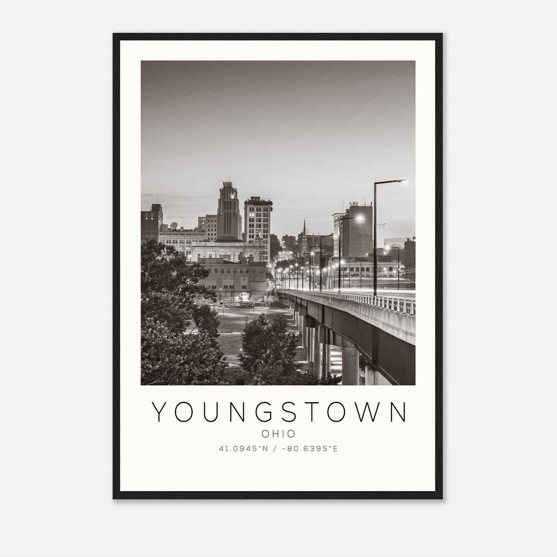 Youngstown Ohio Minimalist Travel Poster, Travel Print