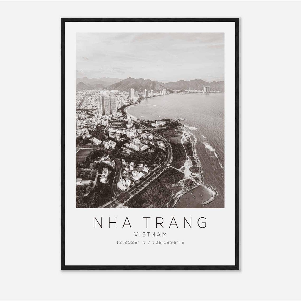 Nha Trang Vietnam Travel Photo Poster Bw Nha Trang Travel Print Minimalist Travel Poster Print