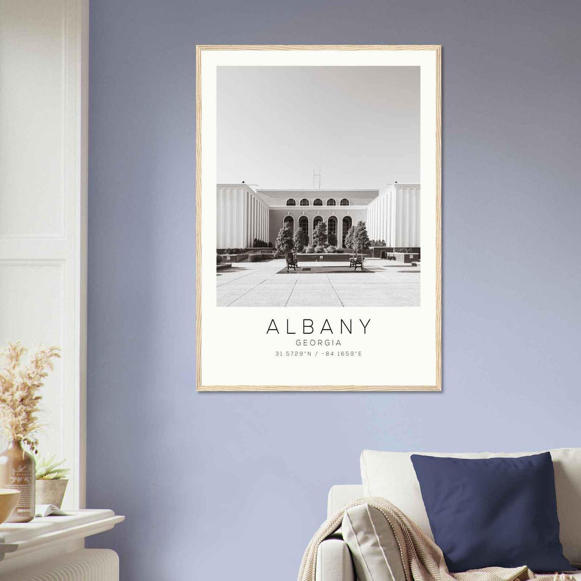 Albany Georgia Modern Civic Building Black White Photo Poster - Image 2