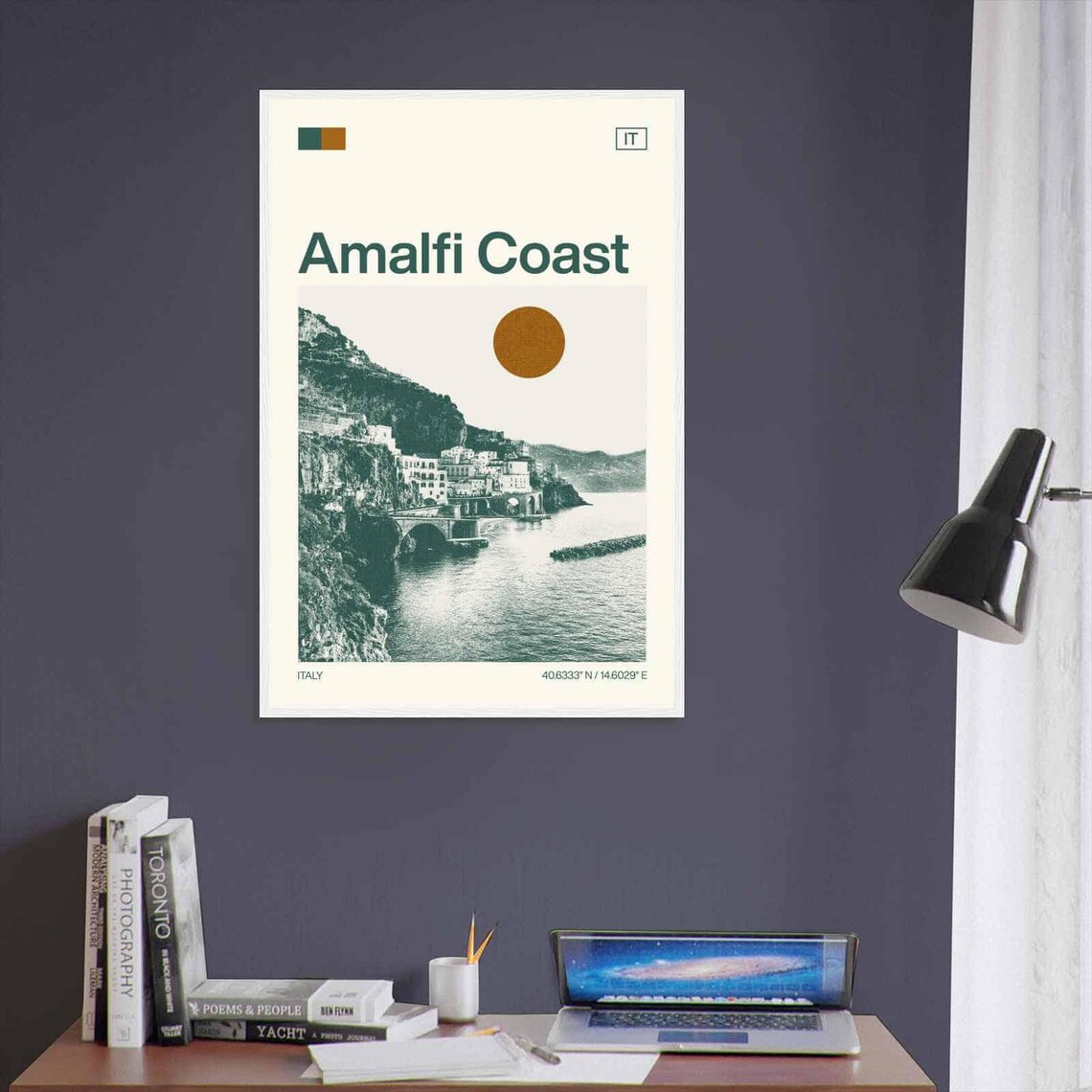 Amalfi Coast Italy Cliffside Village Vintage Style Travel Poster - Image 3