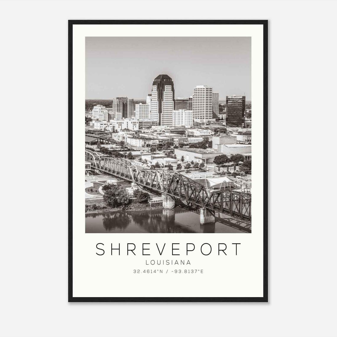 Shreveport Louisiana Photo Travel Poster Shreveport Travel Print Minimalist Travel Print
