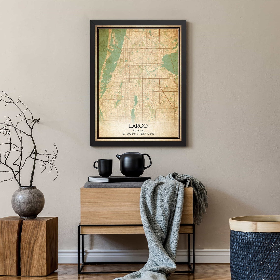 Largo Florida Vintage City Street Map Poster Retro Home Decor - Image 2