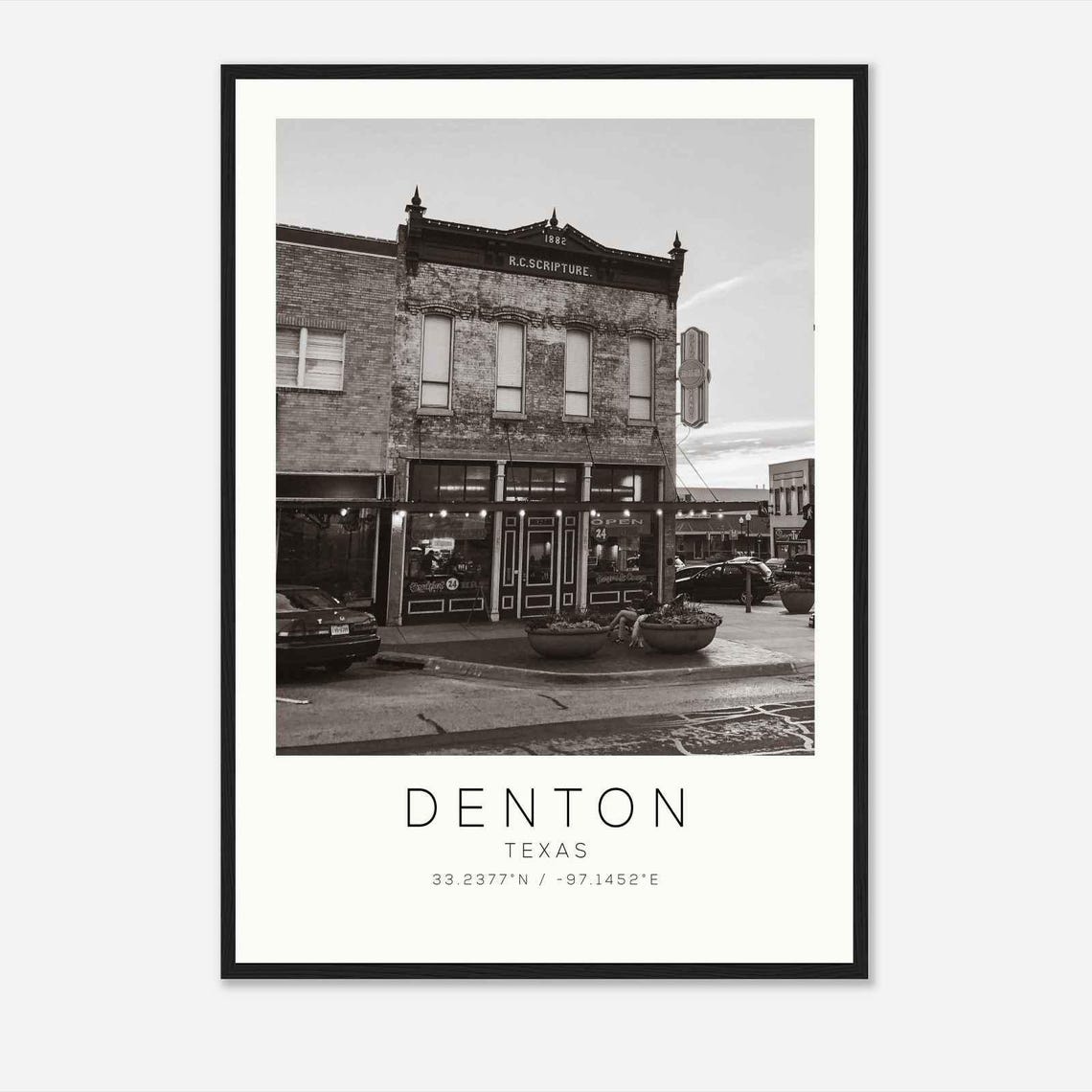 Denton Texas 1882 Scripture Brick Storefront Square Photo Poster