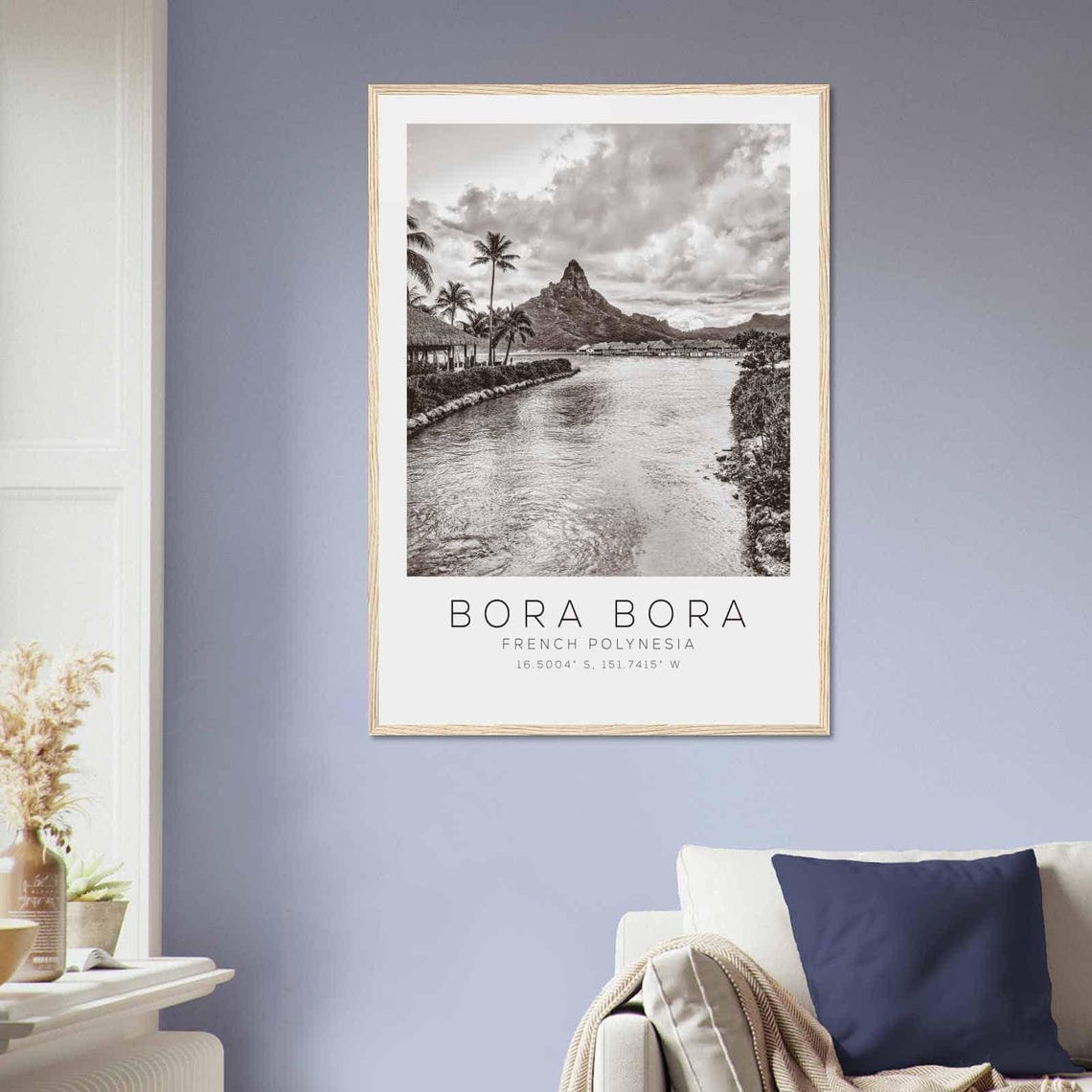 Bora Bora Island Overwater Bungalow Black White Photo Poster - Image 2