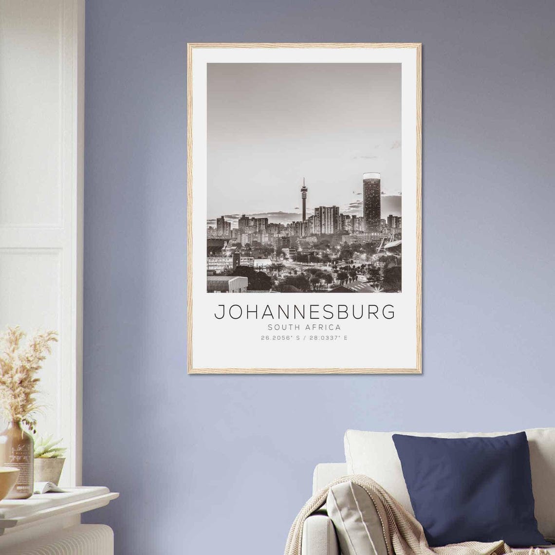 Johannesburg South Africa Travel Photo Poster Bw Johannesburg Travel Print Minimalist Travel Poster Print - Image 2