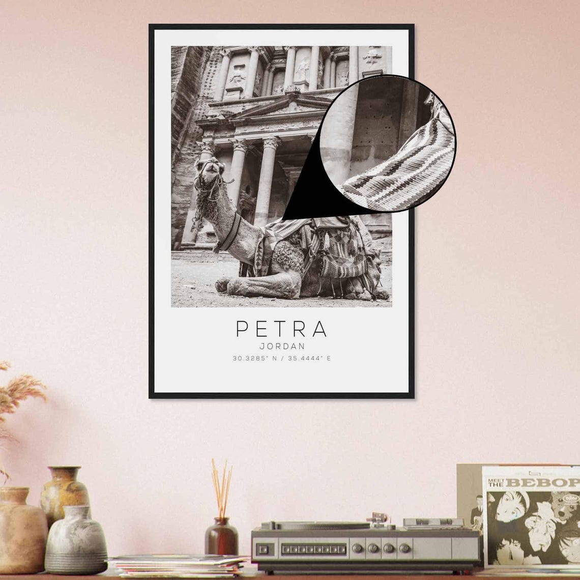 Petra Jordan Ancient Treasury Camel Black White Photo Poster - Image 4
