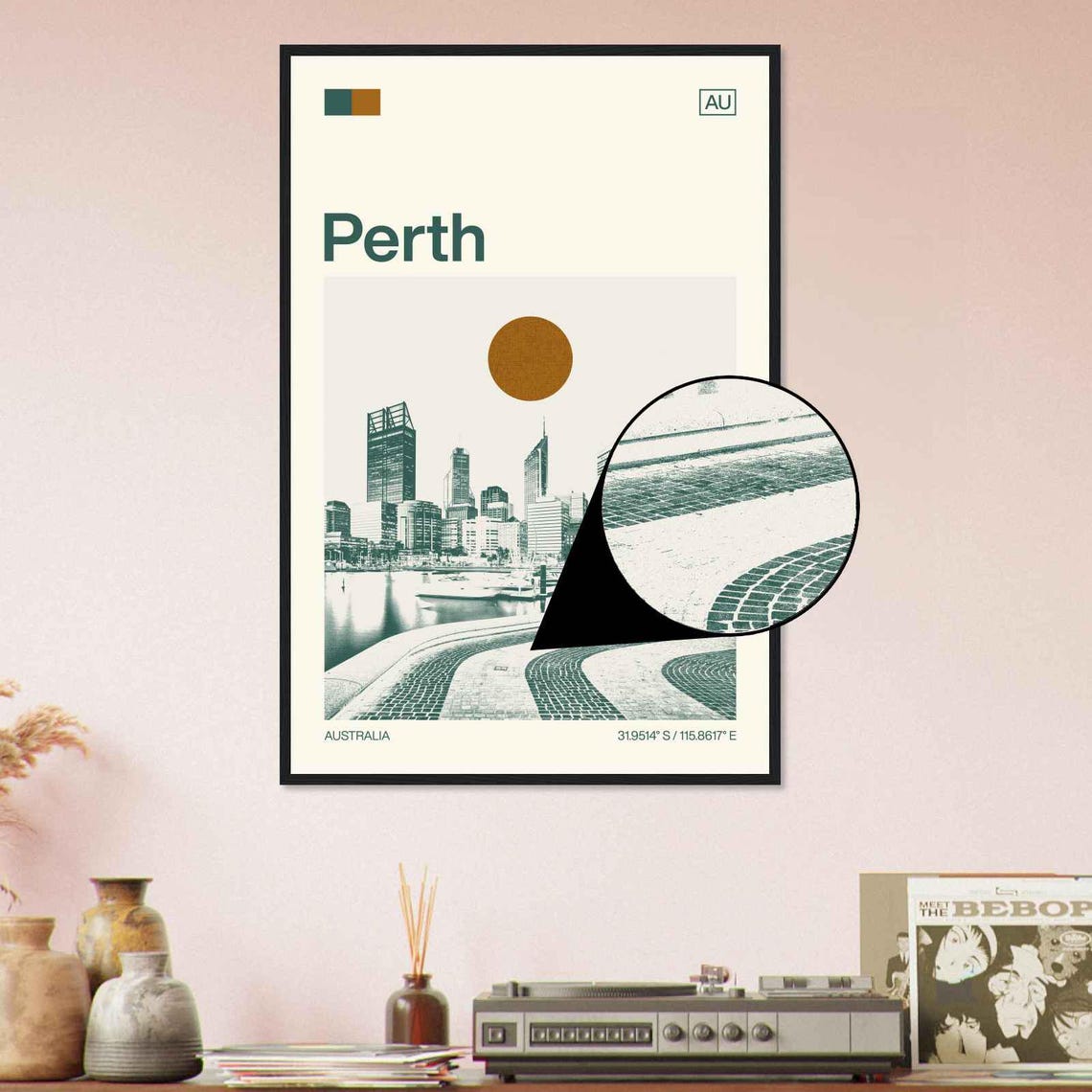 Perth Australia City Skyline Waterfront Minimalist Travel Poster - Image 4
