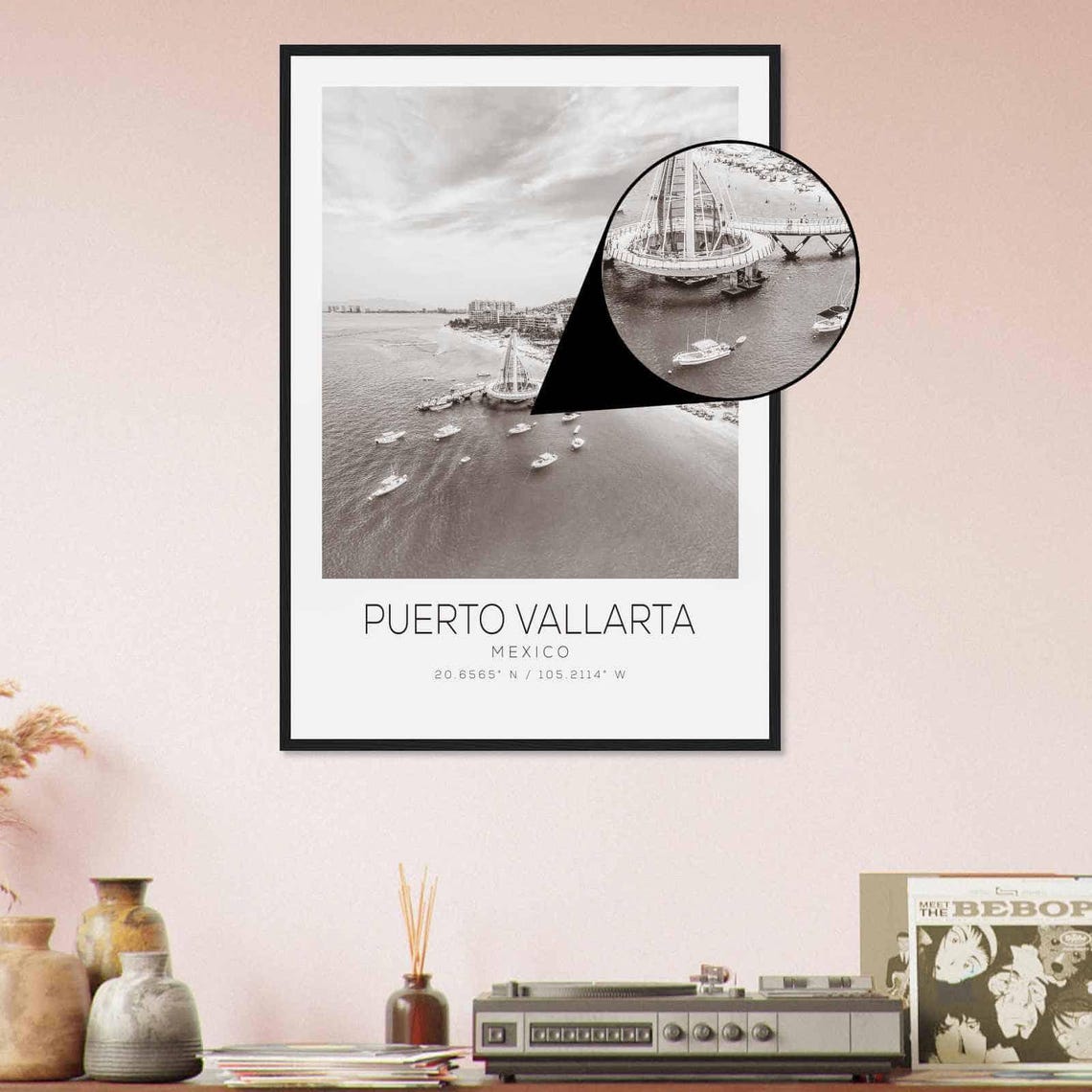 Puerto Vallarta Mexico Travel Photo Poster Bw Puerto Vallarta Travel Print Minimalist Travel Poster Print - Image 4