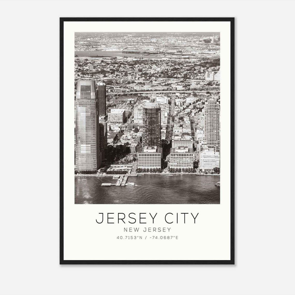 Jersey City New Jersey Photo Travel Poster Jersey City Travel Print Minimalist Travel Print Ds1