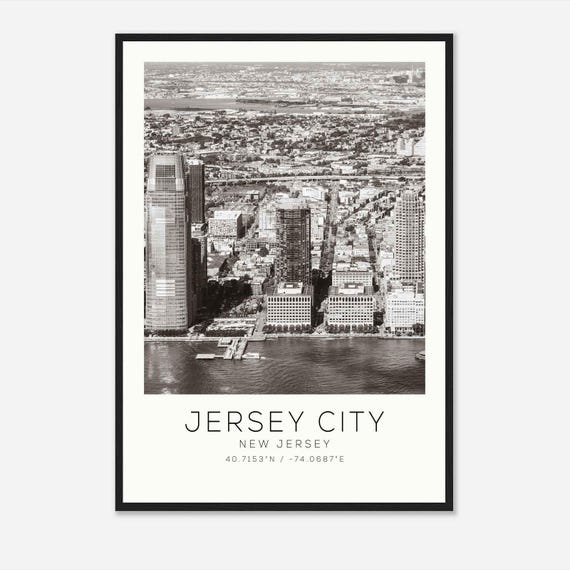 Jersey City New Jersey Photo Travel Poster Jersey City Travel Print Minimalist Travel Print Ds1