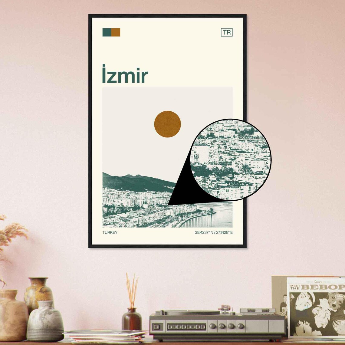 Izmir Turkey City Waterfront Bay Sun Minimalist Travel Poster - Image 4