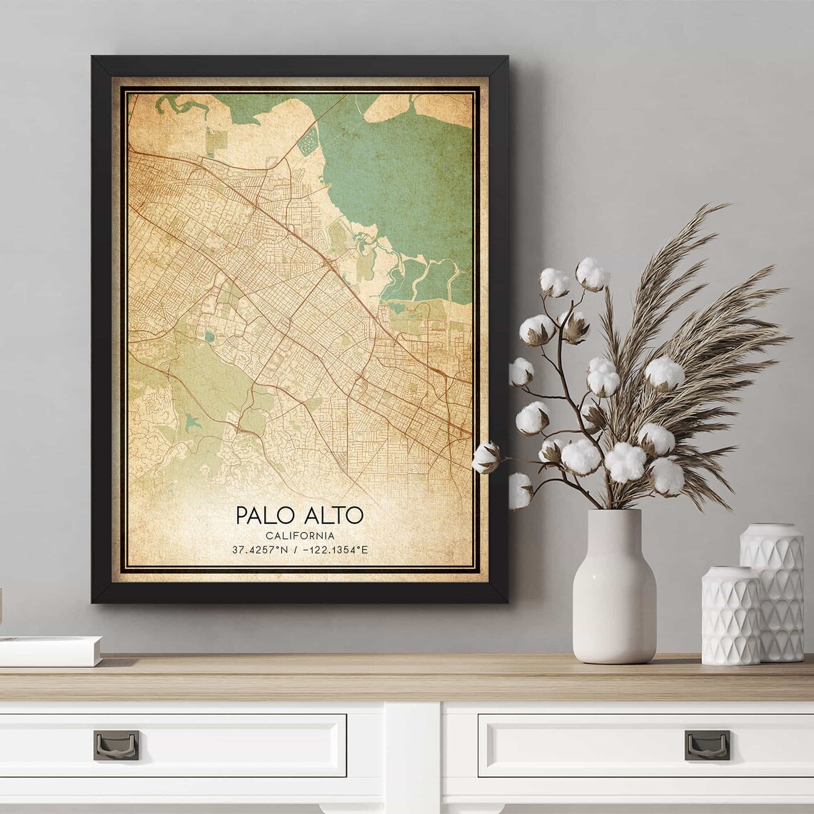 Palo Alto California Vintage City Street Map Home Decor Poster - Image 4