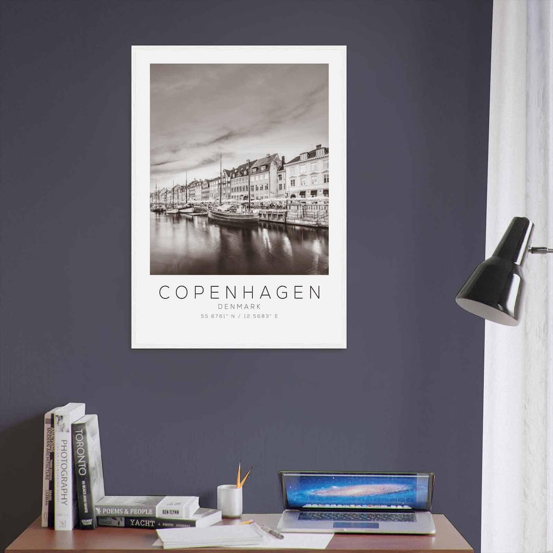 Copenhagen Denmark Nyhavn Harbor Boats Black and White Travel Poster - Image 3